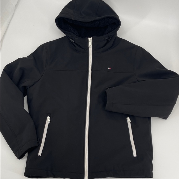 Tommy Hilfiger Men's M Soft Shell Sherpa Lined Hooded Black Performance Jacket - Picture 12 of 12